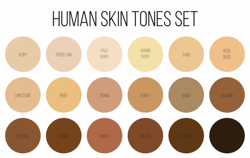 Human skin tone color palette